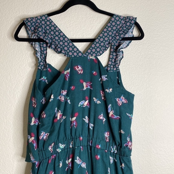 Matilda Jane romper jumpsuit ruffle tank tie front  hummingbirds small green - Picture 7 of 7